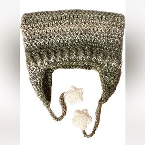 green striped cat ear hat with stars- SOLD